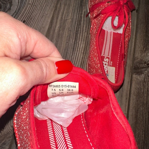 Keds Red and White Dots Sneakers Red Laces Spring Summer Red White Blue Size 7.5 - Picture 7 of 8